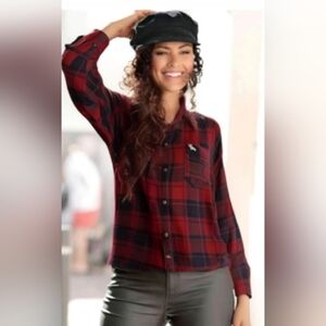 Abercrombie & Fitch Red And Black Plaid Flannel Shirt
